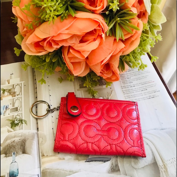 Coach Handbags - Couch Poppy Coral Patent Key Pouch